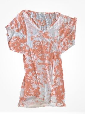 Trinity Watercolor Coral White Mini Dress SZ Small
